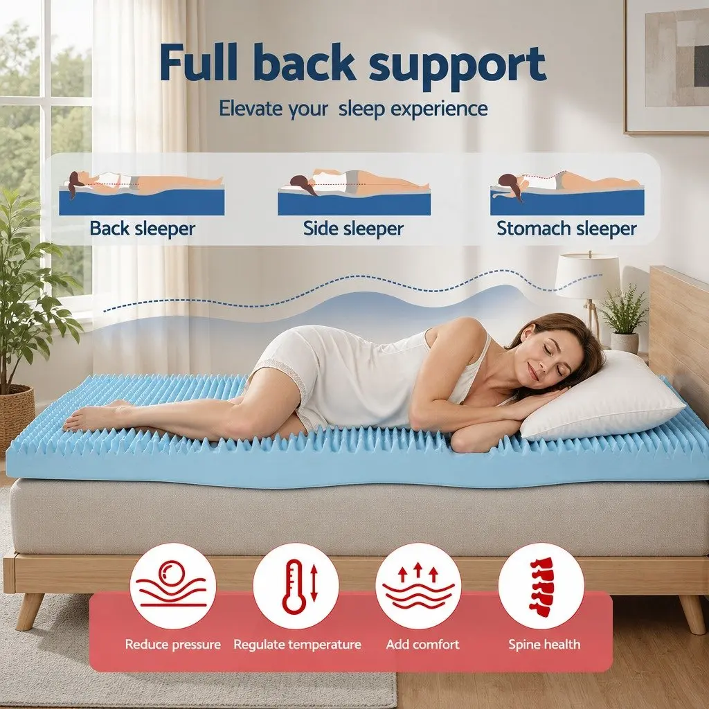 Gel-Infused Memory Foam Mattress Topper 8cm Double