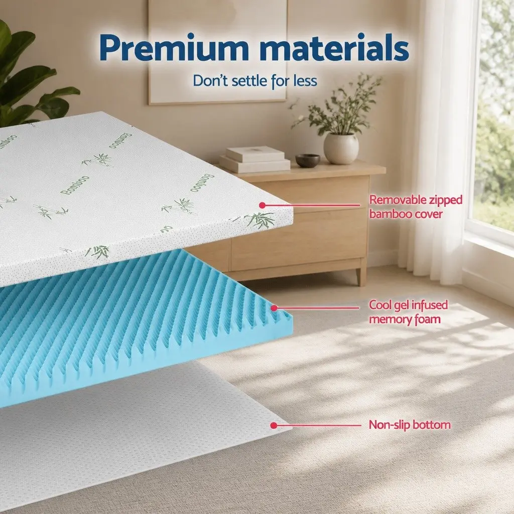 Gel-Infused Memory Foam Mattress Topper 8cm Double