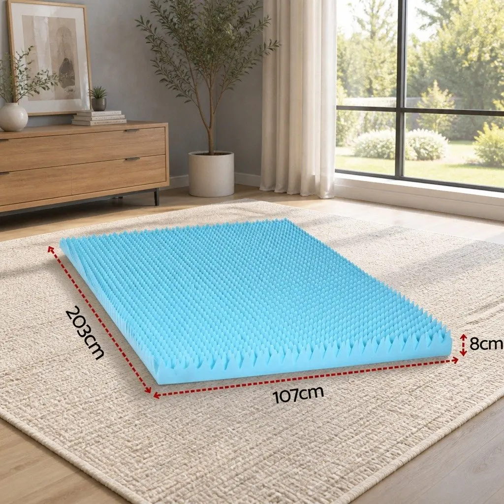 Memory Foam Mattress Topper 8cm Gel Egg Crate Bamboo King Single Pressure Relief