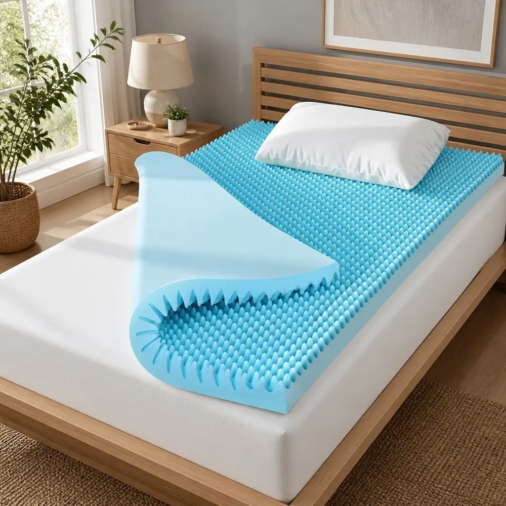 Memory Foam Mattress Topper 8cm Gel Egg Crate Bamboo King Single Pressure Relief