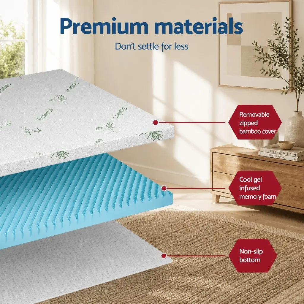 8cm Gel Memory Foam Mattress Topper with Bamboo Cover