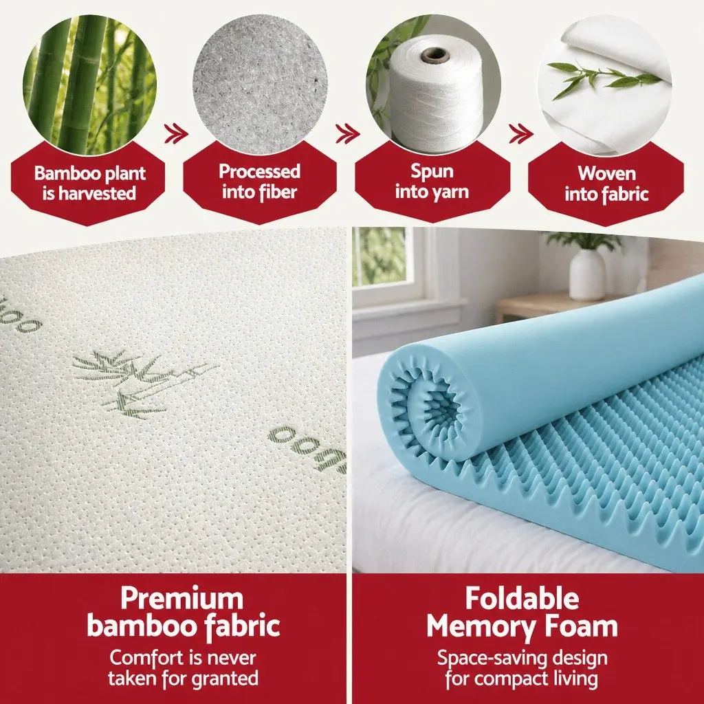 8cm Gel Memory Foam Mattress Topper with Bamboo Cover