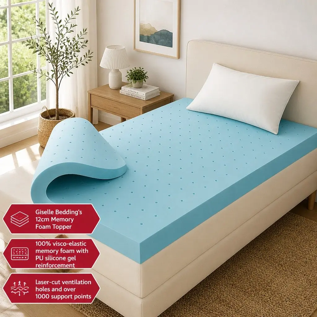 King Single Bed Memory Foam Mattress Topper 12cm