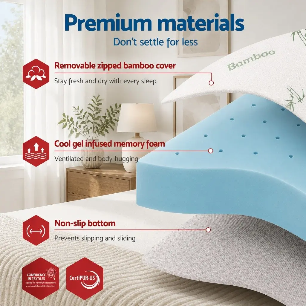 12cm Queen Memory Foam Mattress Topper with Gel