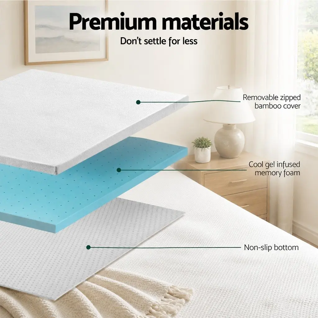 5cm Ventilated Gel Memory Foam Mattress Topper for Double Beds