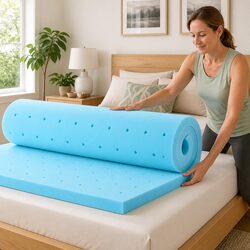King-Sized Memory Foam Mattress Topper with Gel and Bamboo Cover