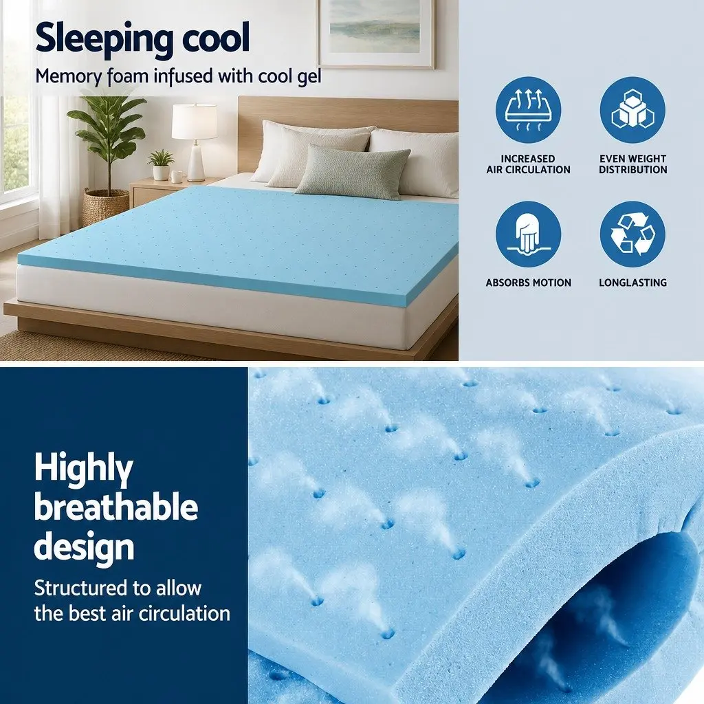 5cm Thick Gel Memory Foam Mattress Topper with Bamboo Cover