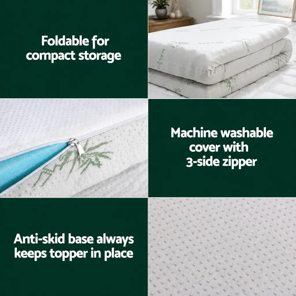 5cm Thick Gel Memory Foam Mattress Topper with Bamboo Cover