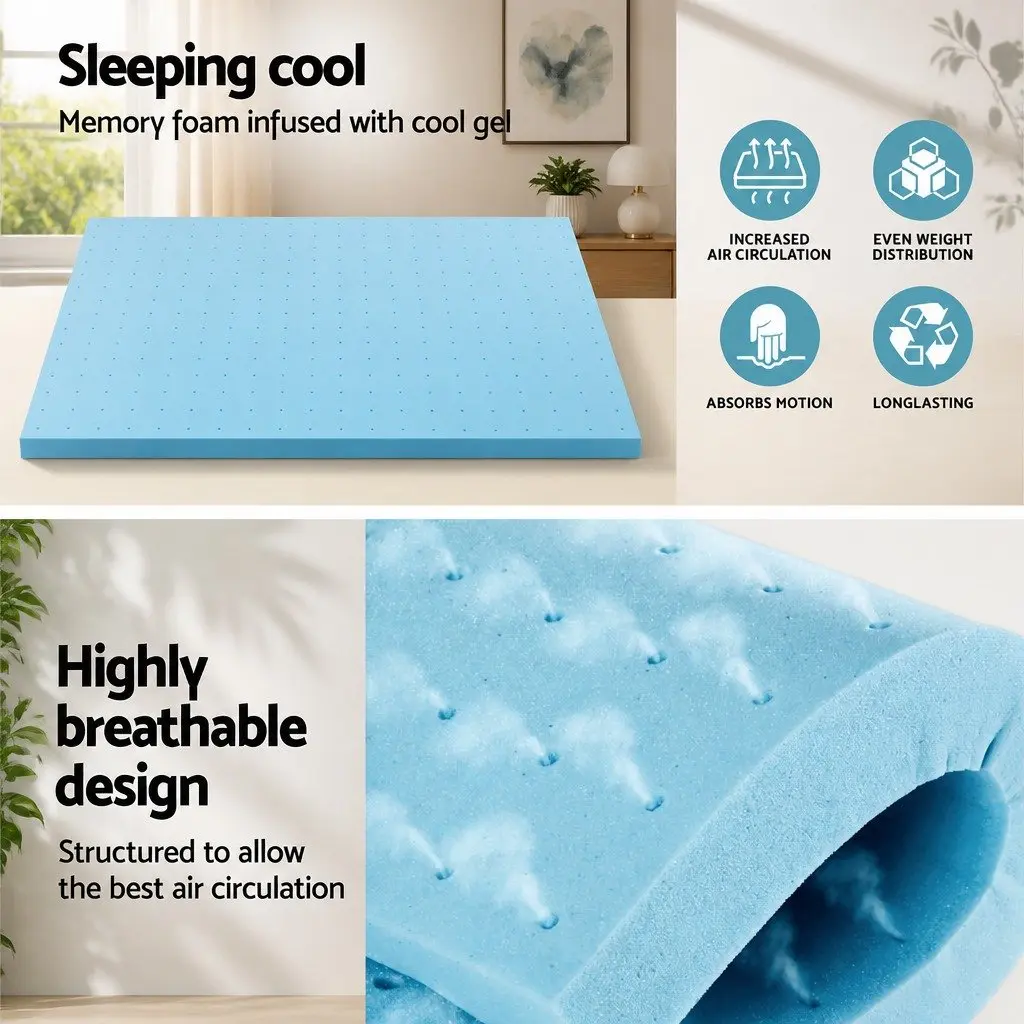 Memory Foam Mattress Topper with Ventilation 8cm King