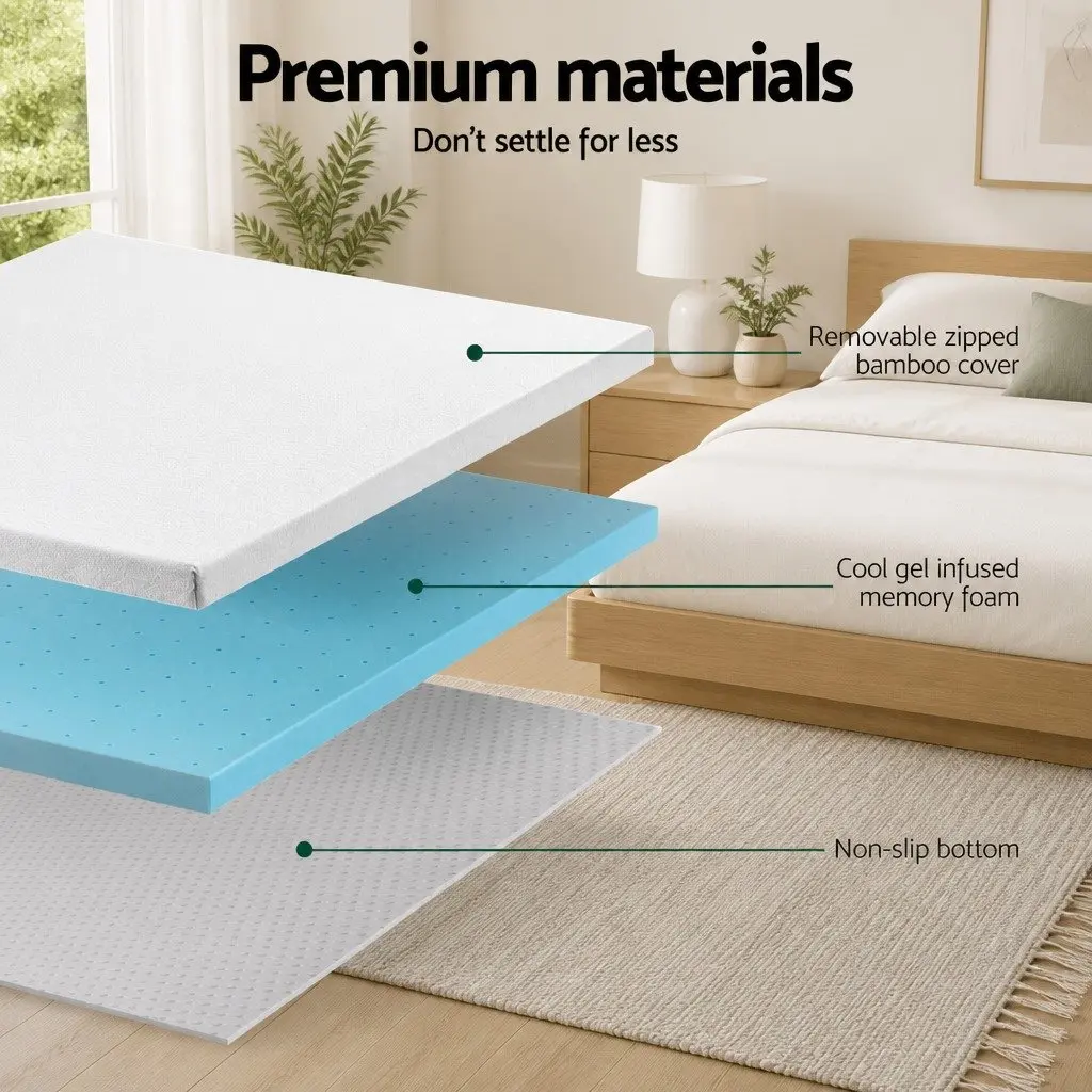 Memory Foam Mattress Topper with Ventilation 8cm King