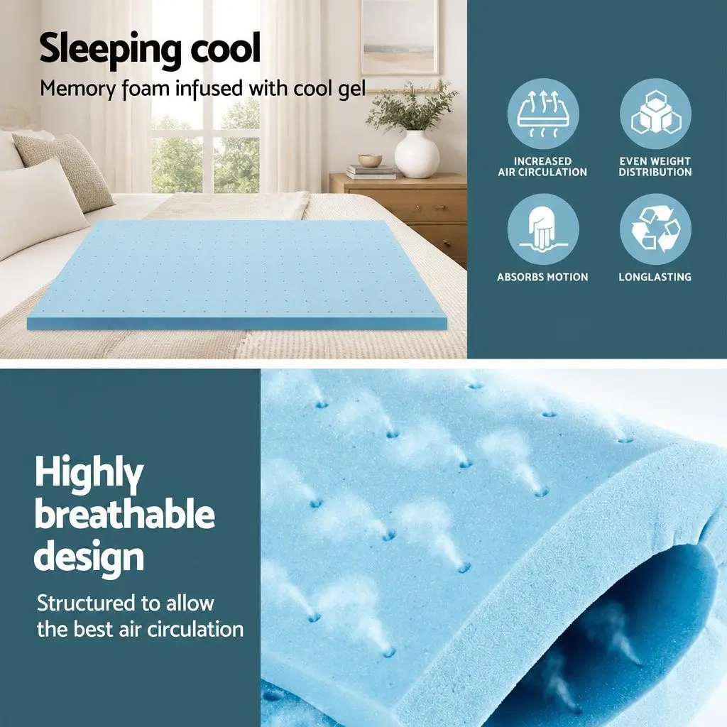 King Single Memory Foam Mattress Topper 8cm