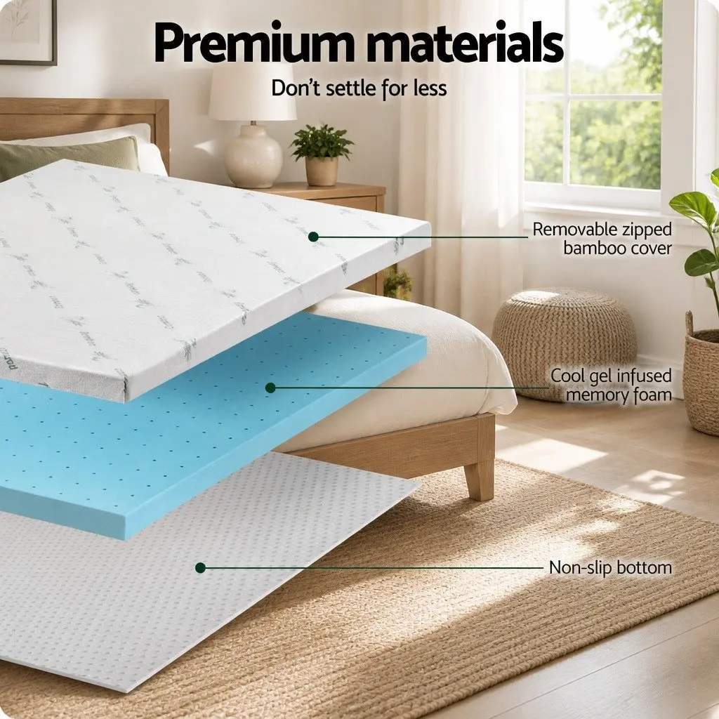 King Single Memory Foam Mattress Topper 8cm