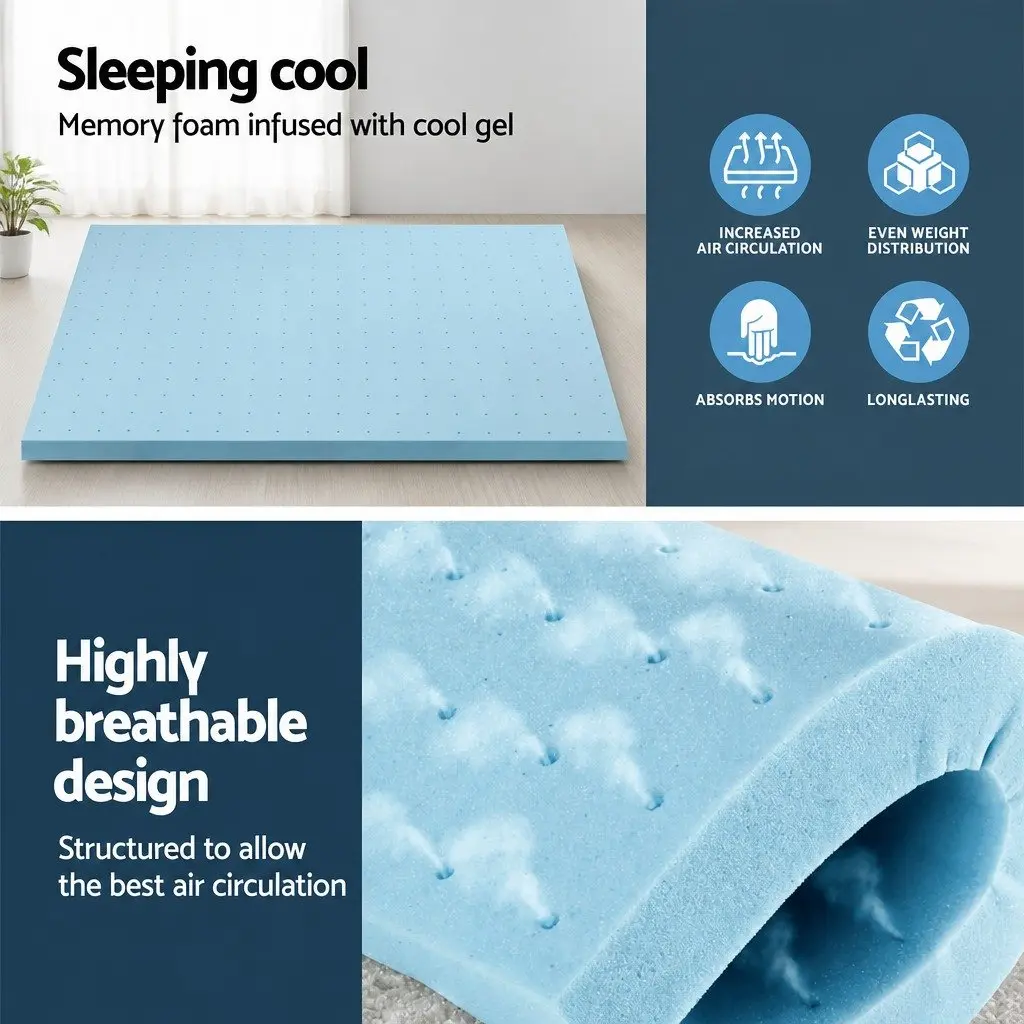Queen Size Memory Foam Mattress Topper with Bamboo Cover 8cm