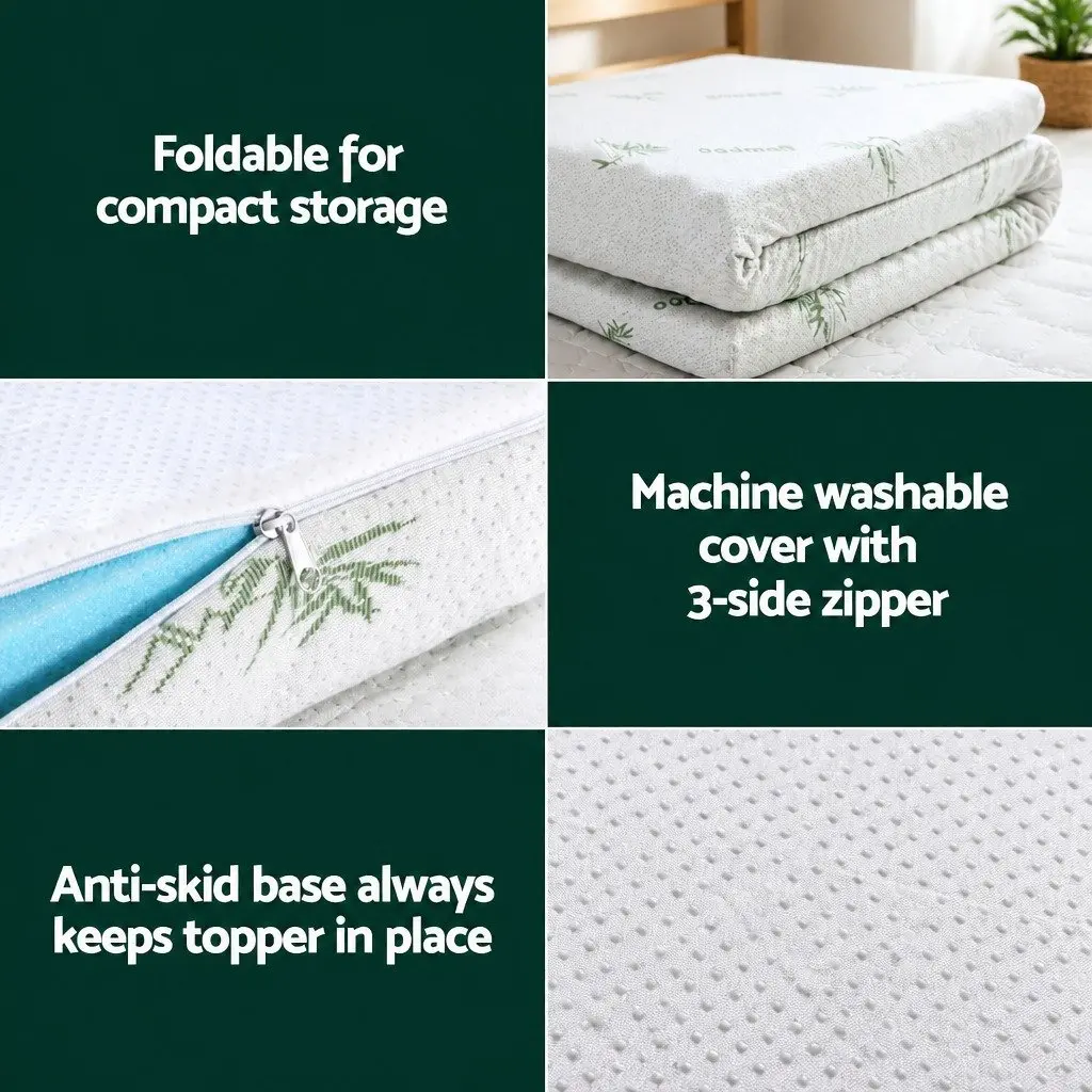 8cm Thick Memory Foam Mattress Topper with Gel and Bamboo Cover