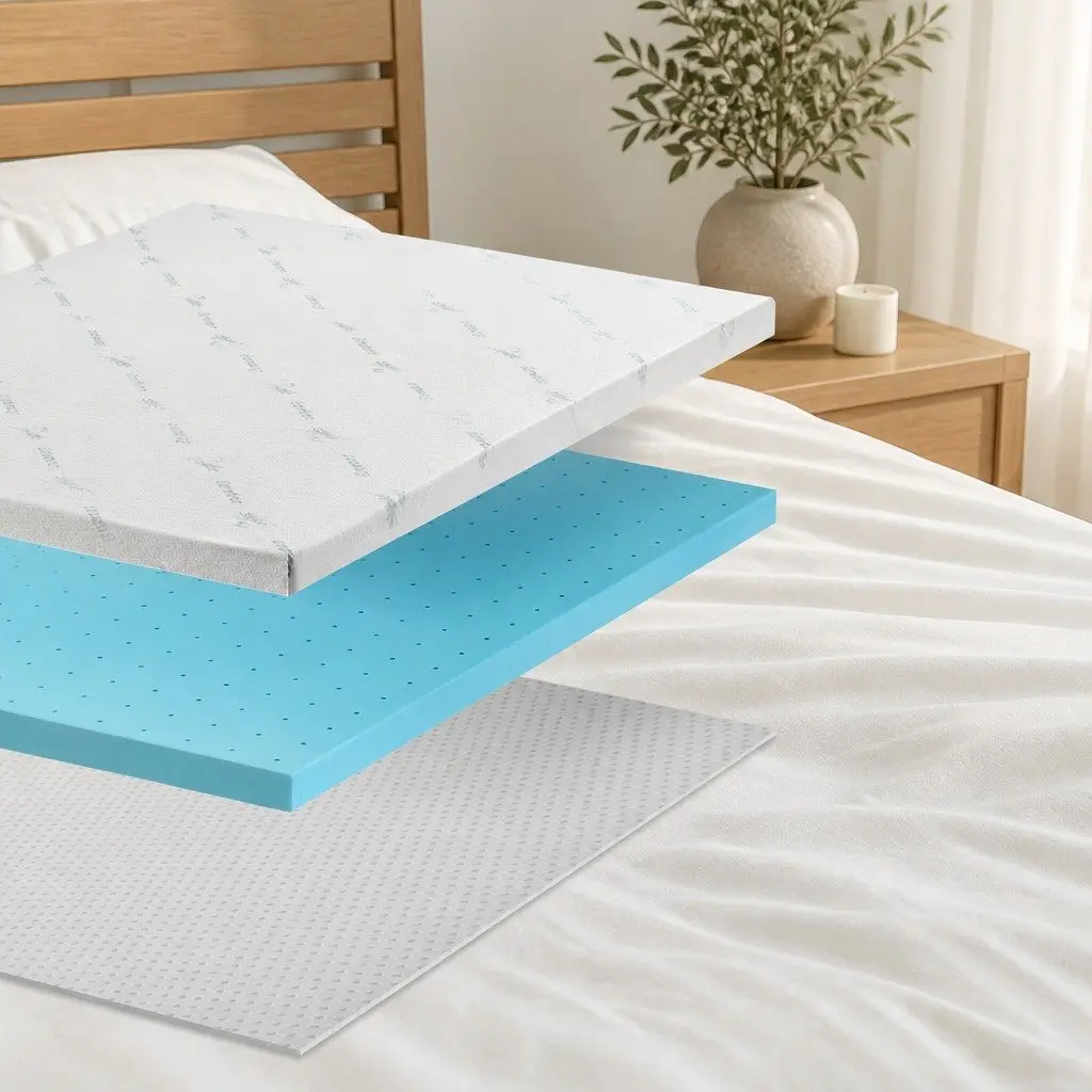 8cm Thick Memory Foam Mattress Topper with Gel and Bamboo Cover
