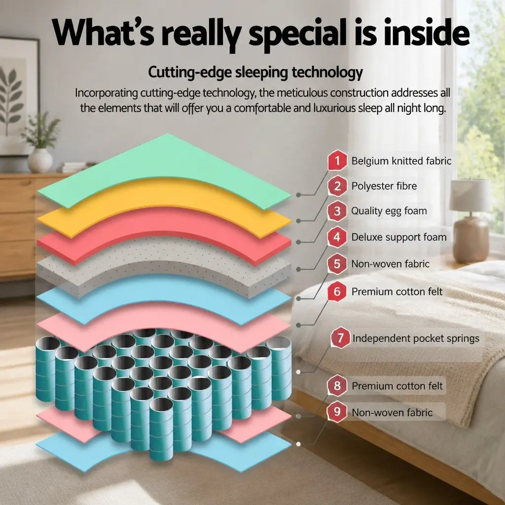 Single Mattress Pocket Spring 30cm Medium Firm White
