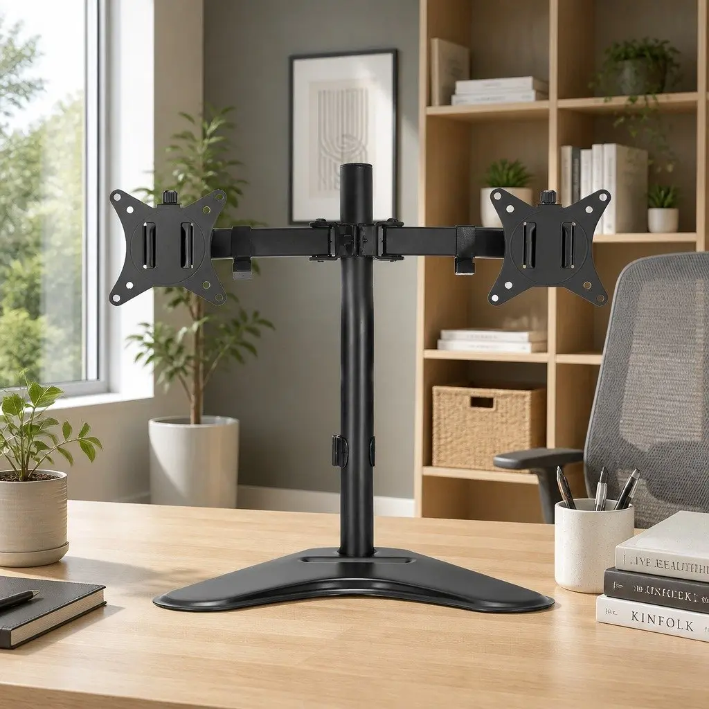 Dual Monitor Arm Stand Heavy Duty Steel Black