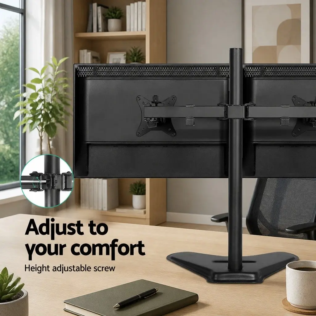 Dual Monitor Arm Stand Heavy Duty Steel Black