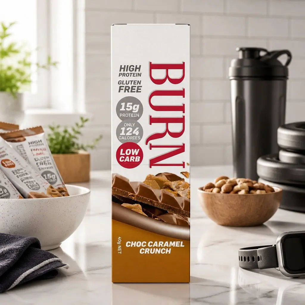 Burn Caramel Crunch Bar High Protein Snack for Women 12x40g x2 Pack Muscle