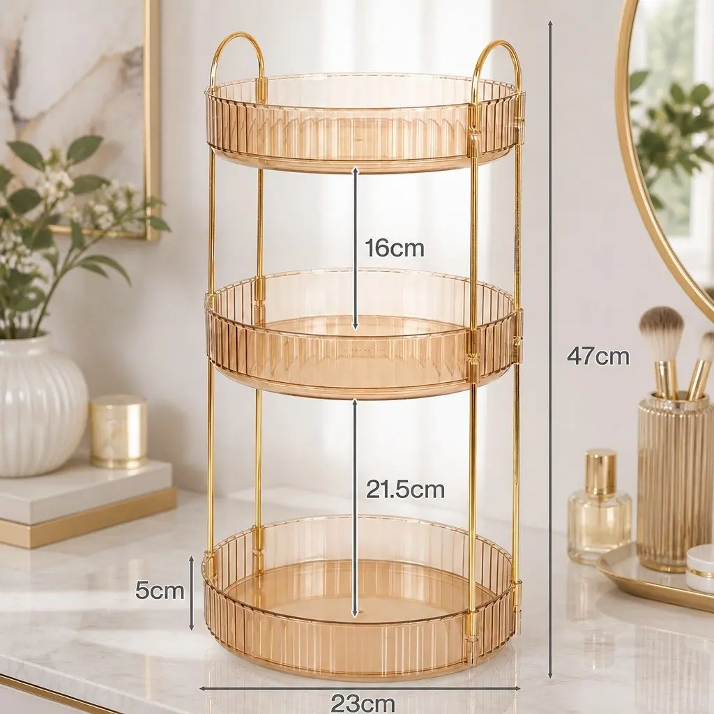 Gold 360° Rotating Makeup Organiser for Easy Access
