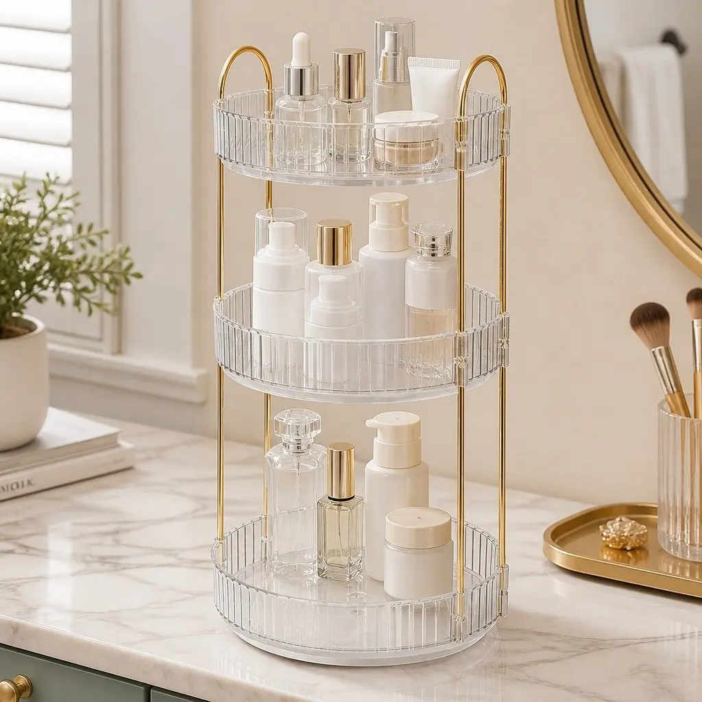 360° Rotating Makeup Organiser in White