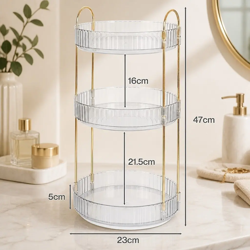 360° Rotating Makeup Organiser in White