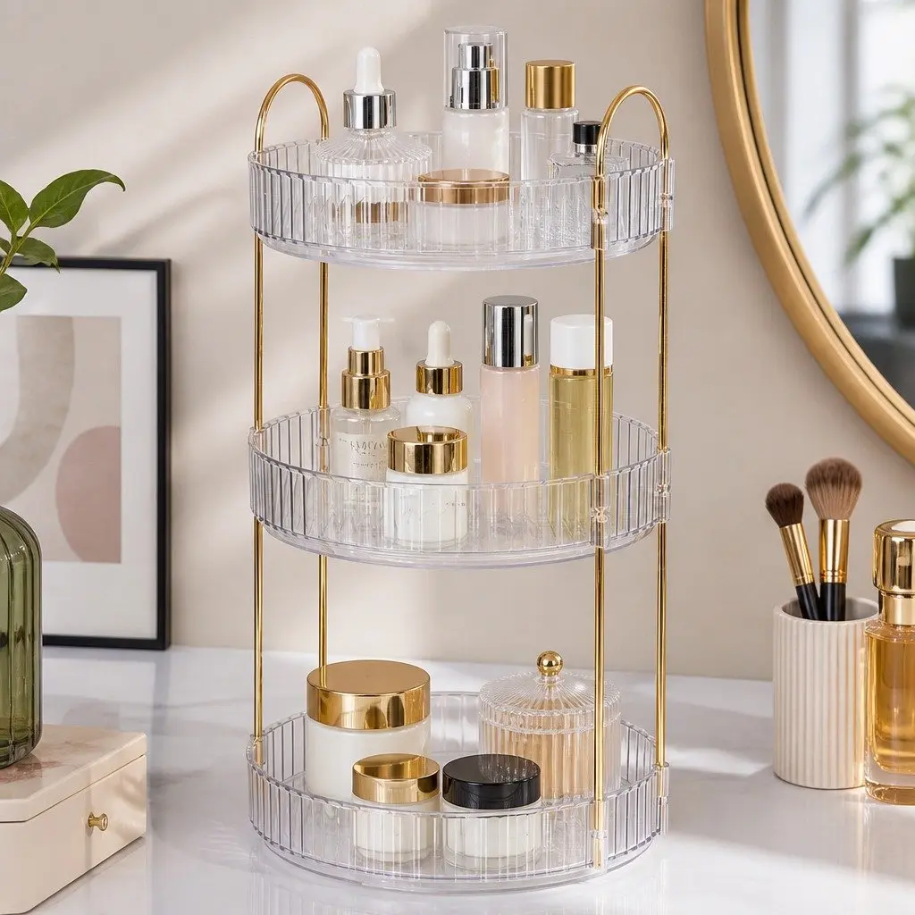360° Rotating Makeup Organiser in White