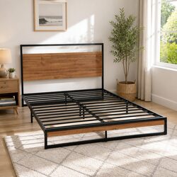 Industrial-Style Single Metal Bed Frame in Black