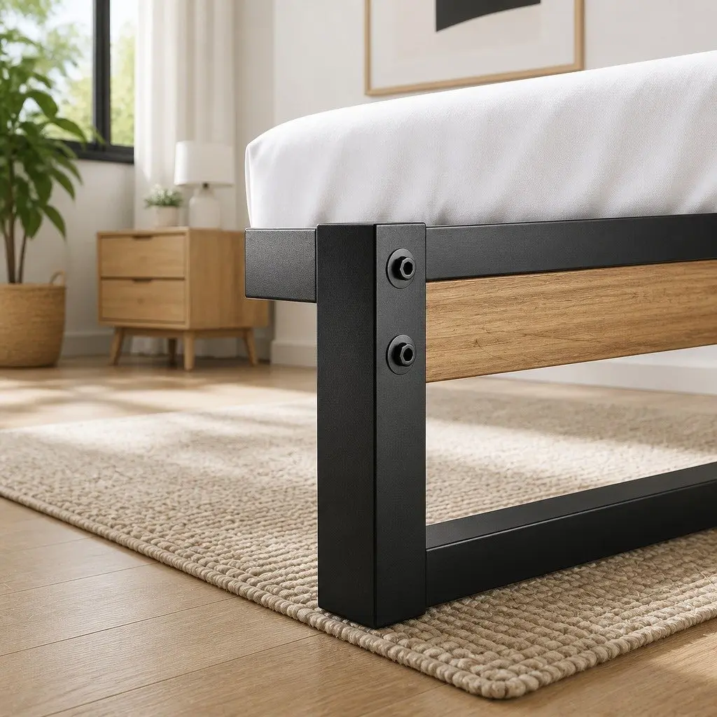 Industrial-Style Single Metal Bed Frame in Black