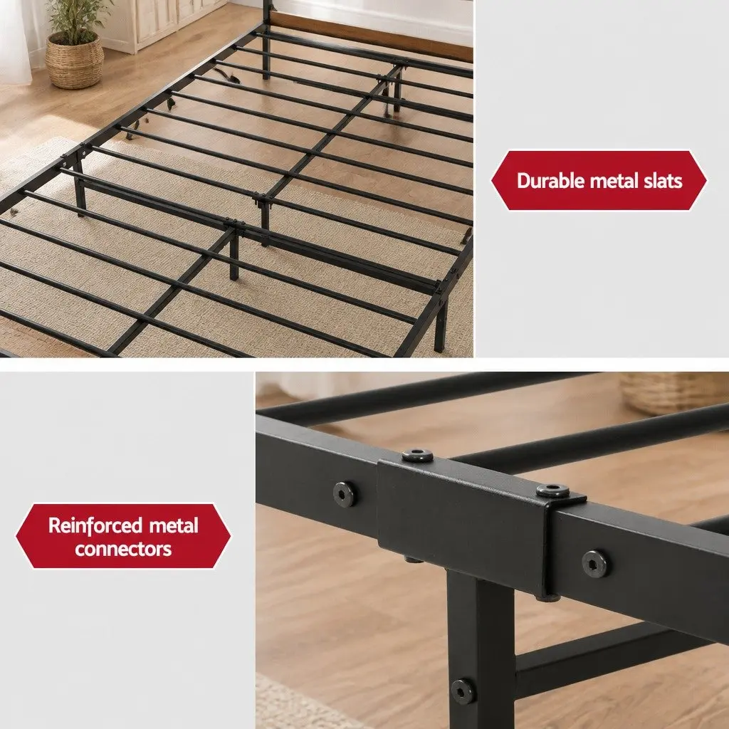 Industrial-Style Single Metal Bed Frame in Black