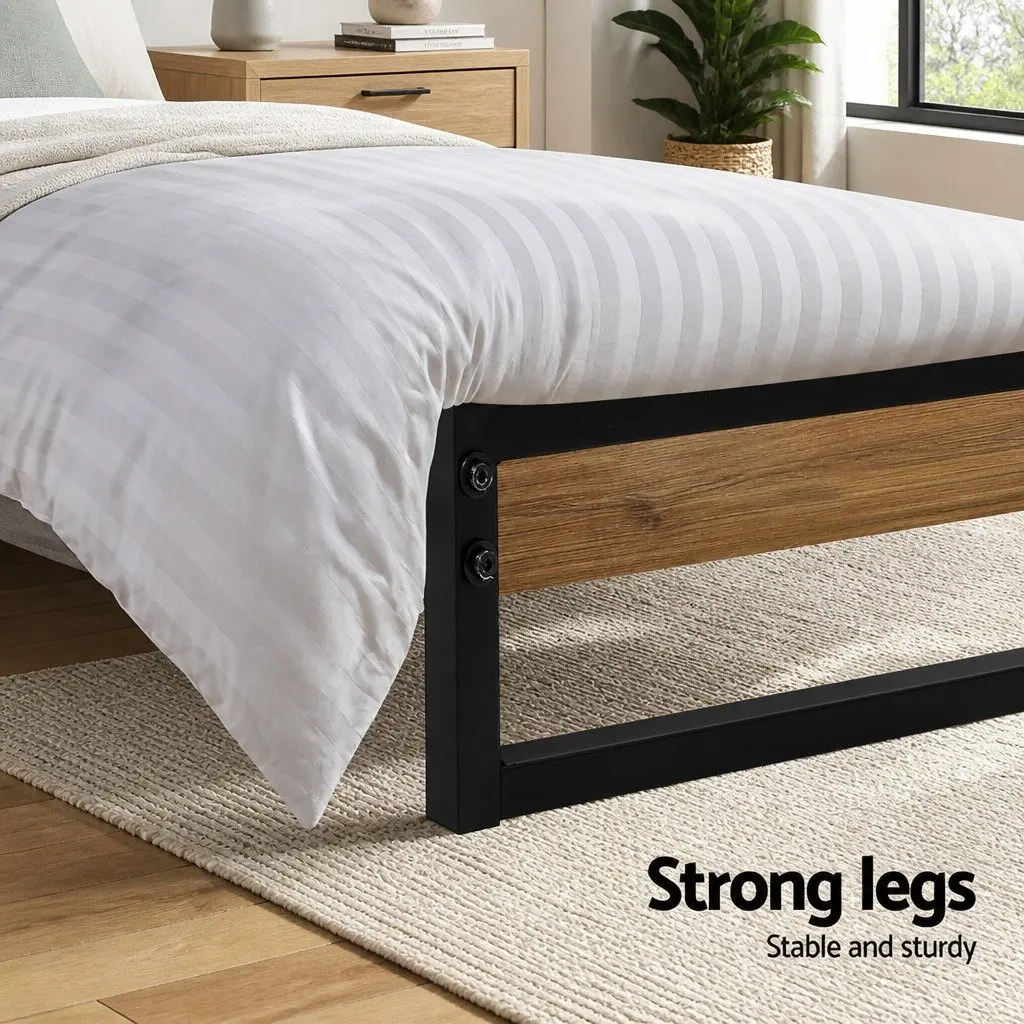 Industrial-Style Single Metal Bed Frame in Black