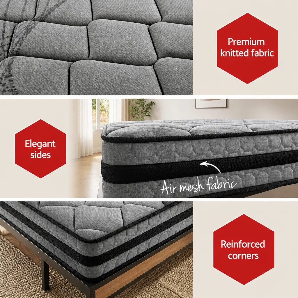 Metal Platform Double Bed Frame with Pocket Spring Mattress