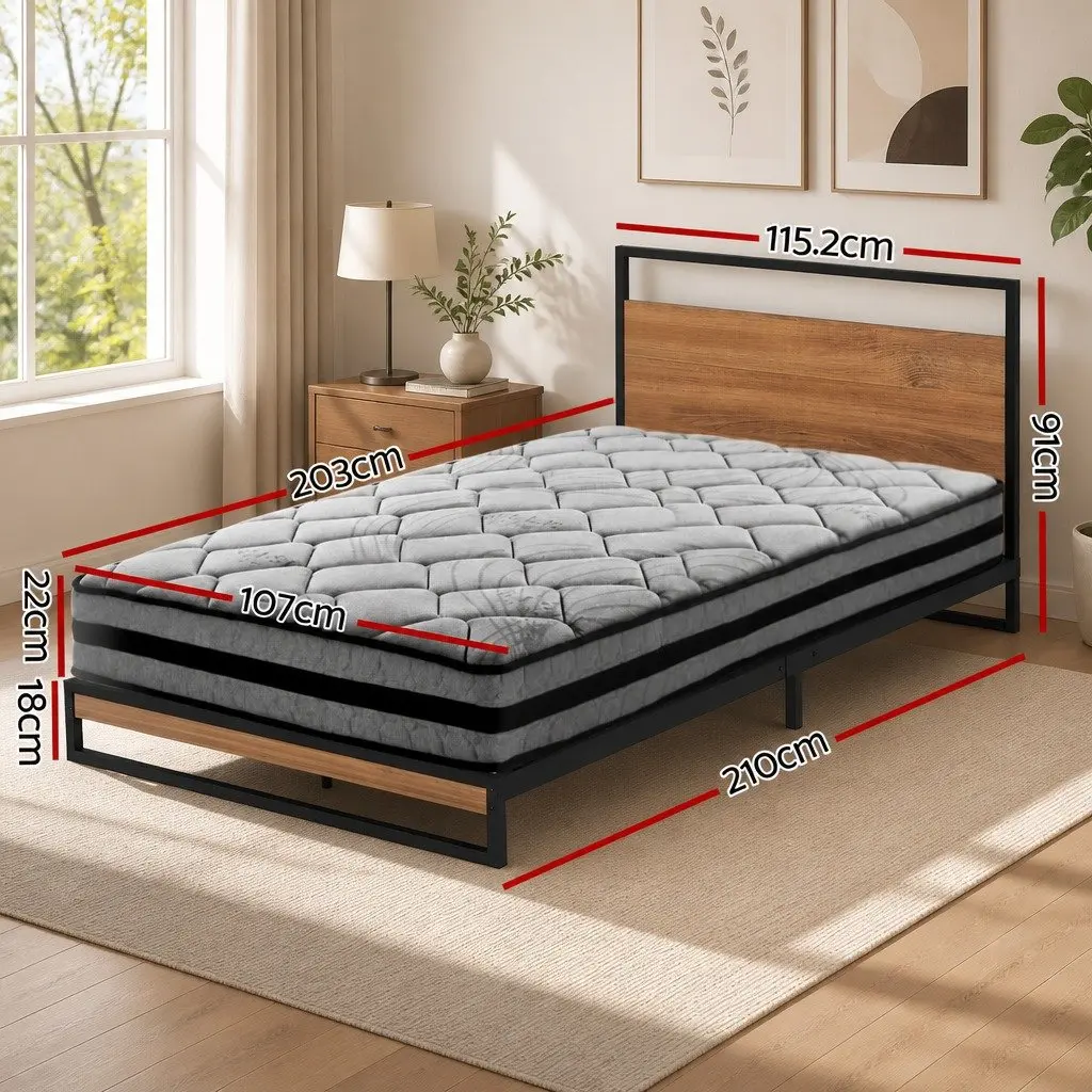 Metal Bed Frame with Pocket Spring Mattress