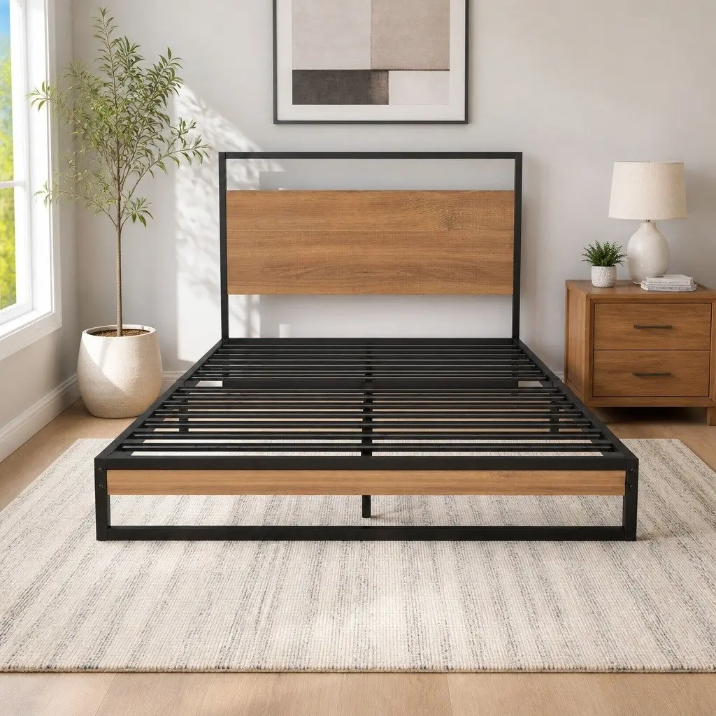 Metal Bed Frame with Pocket Spring Mattress