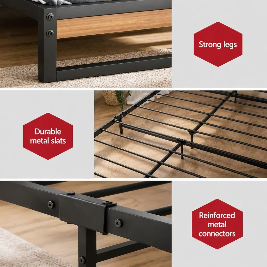 Metal Bed Frame with Pocket Spring Mattress