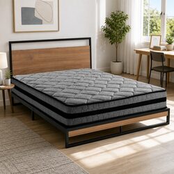 Sturdy Queen Size Bed Frame with Pocket Spring Mattress