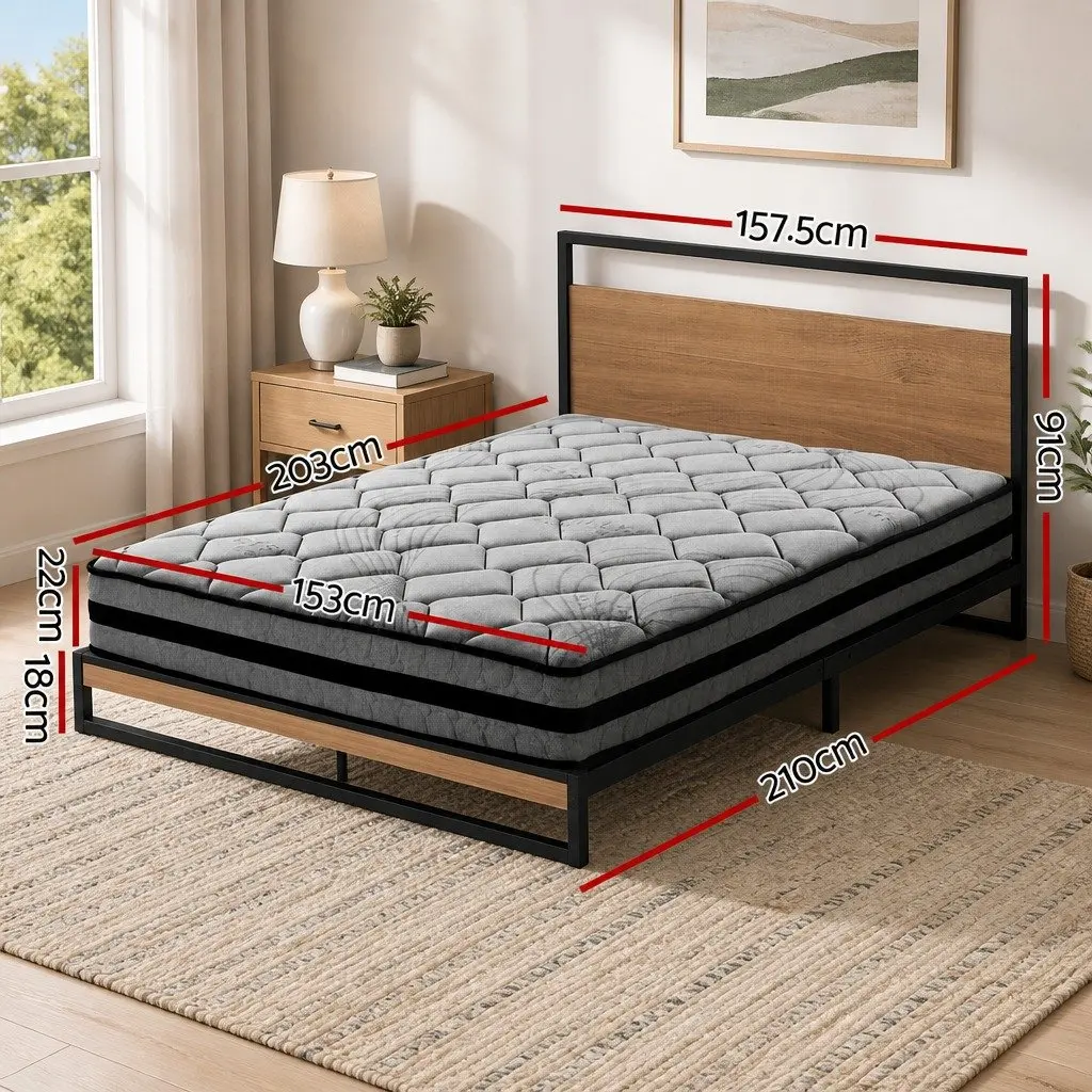 Queen Size Bed Frame with Pocket Spring Mattress
