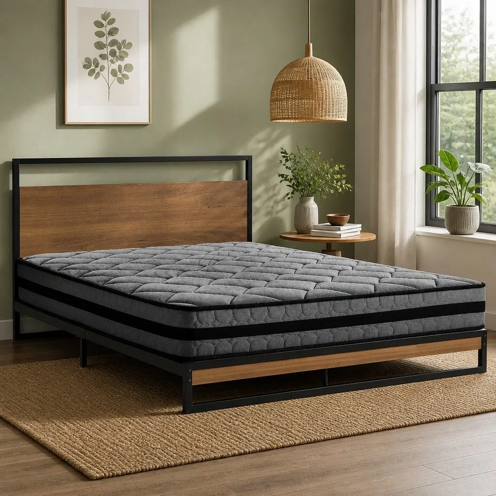 Queen Size Bed Frame with Pocket Spring Mattress