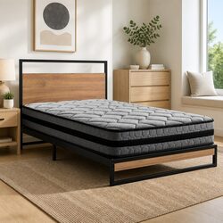 Sturdy Single Bed Frame with Pocket Spring Mattress