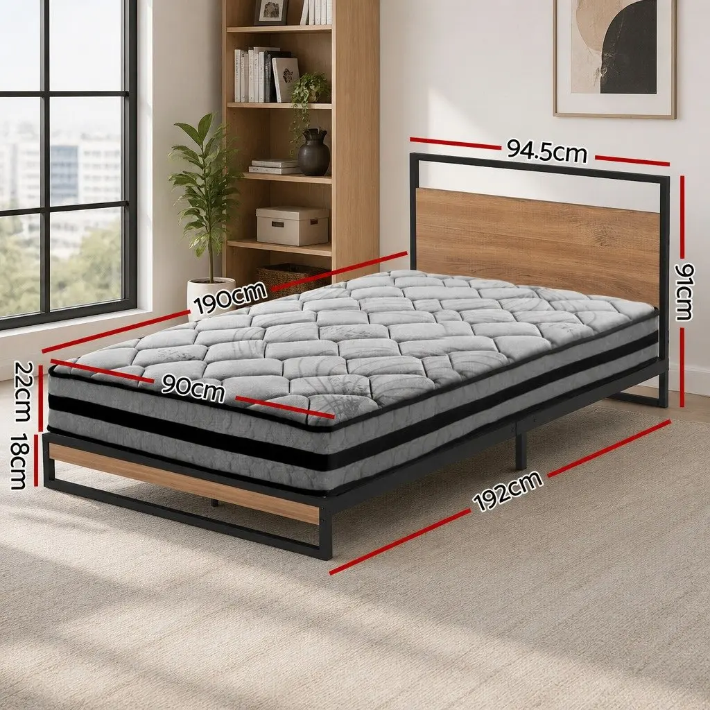 Single Bed Frame with Pocket Spring Mattress