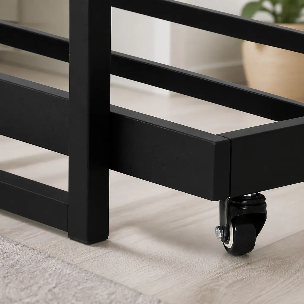 Metal Bed Frame Industrial Style Single Size Black