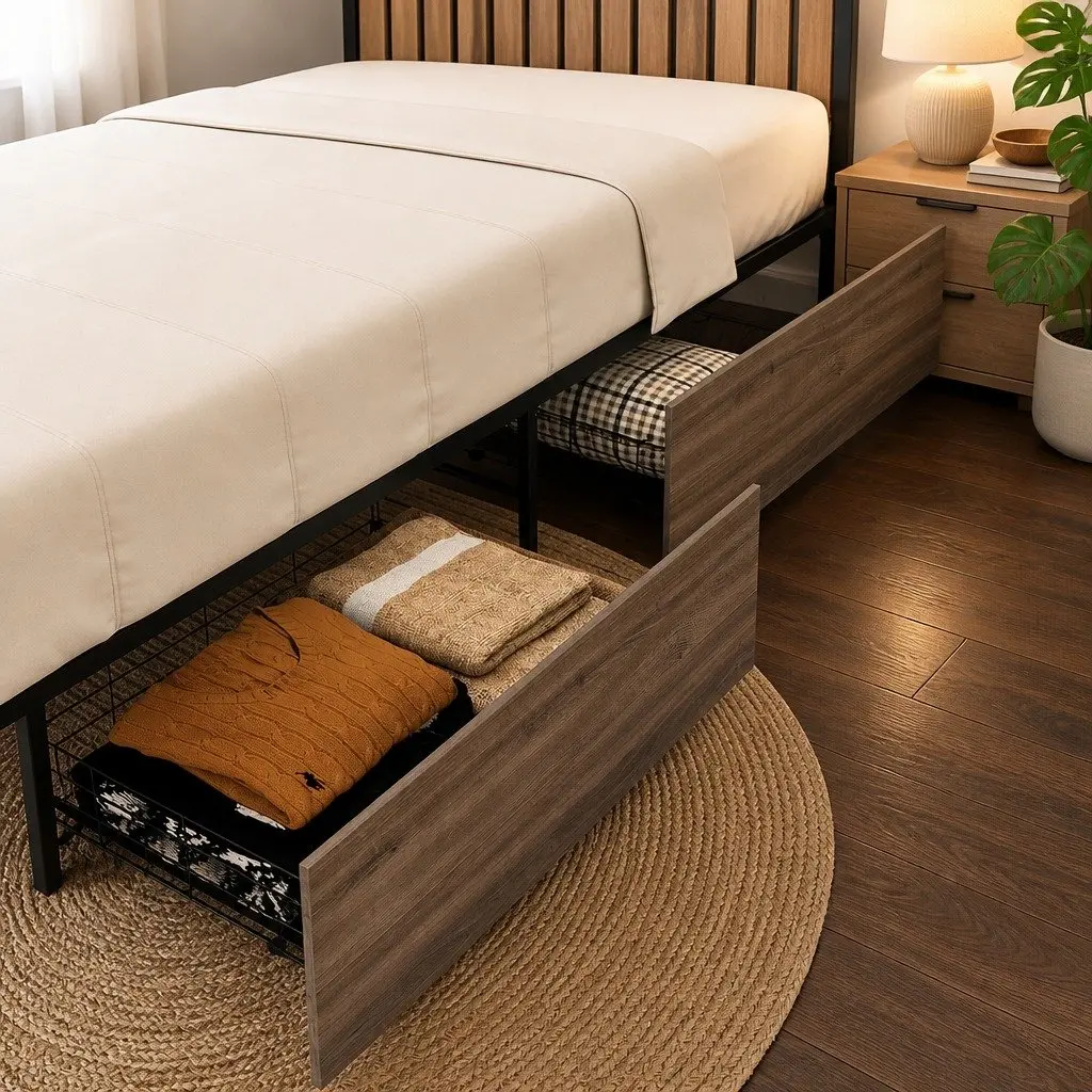Metal Trundle Drawers for Under Bed Storage