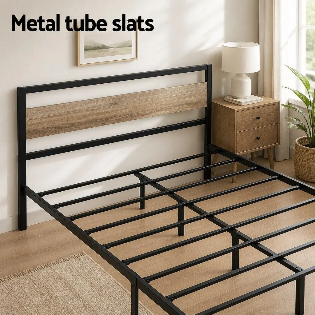 Industrial Double Size Bed Frame with Sturdy Metal Base