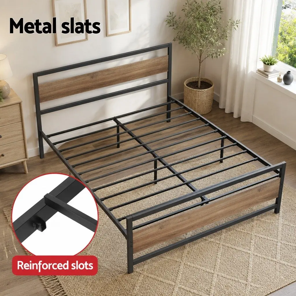 Metal Double Bed Frame with Storage Drawers