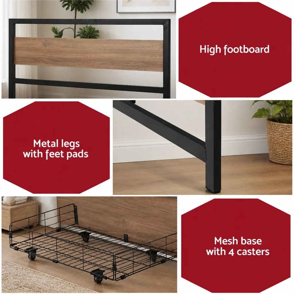 Metal Double Bed Frame with Storage Drawers