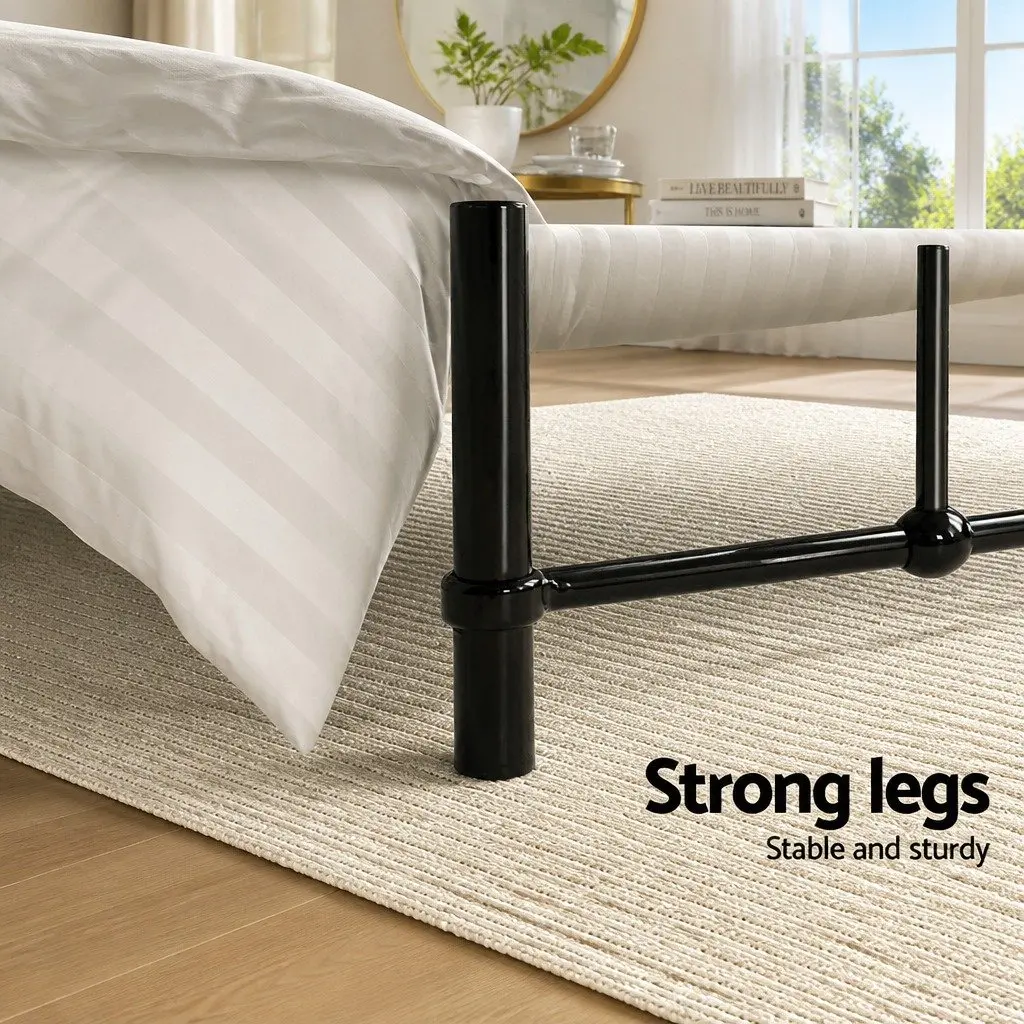 Black Metal Bed Frame with Steel Slat Support