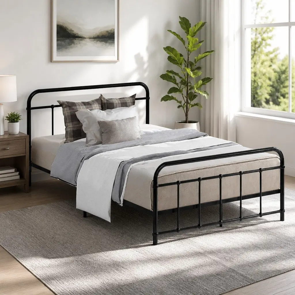 Black Metal Bed Frame for King Single Mattresses