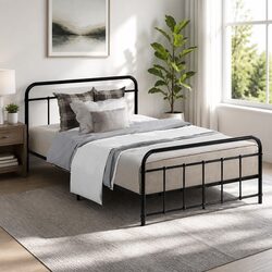 Durable Black Metal Bed Frame for King Single Mattresses
