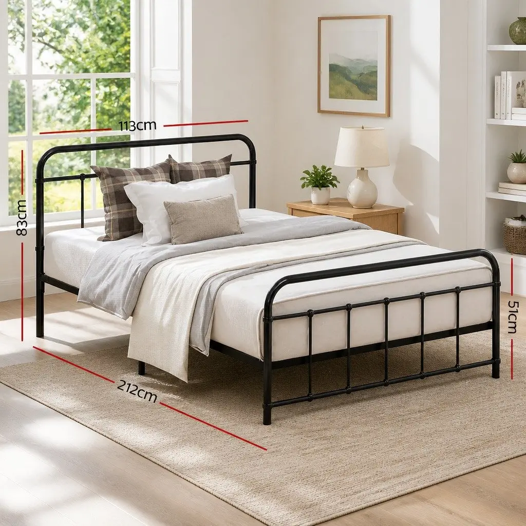Black Metal Bed Frame for King Single Mattresses