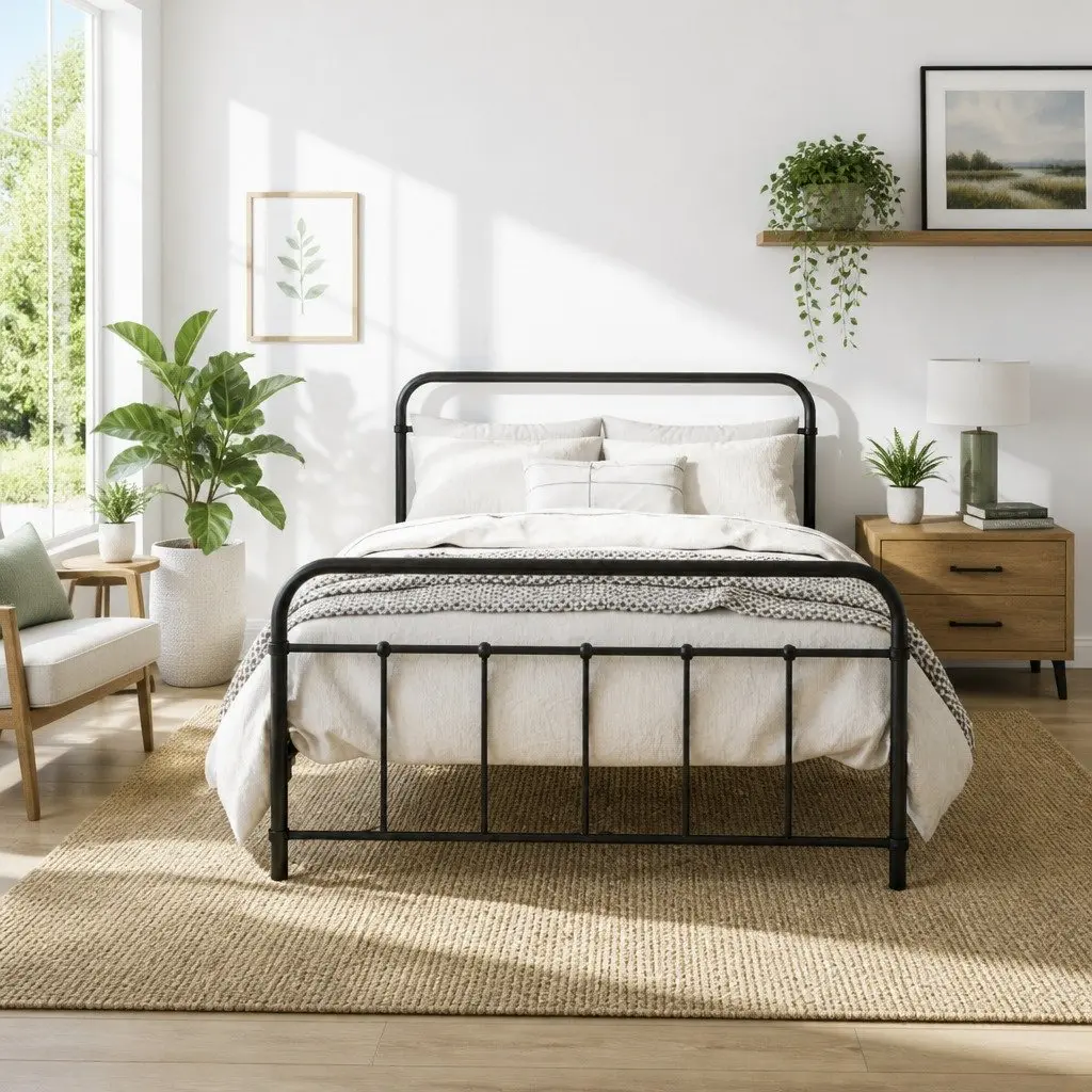 Black Metal Bed Frame for King Single Mattresses